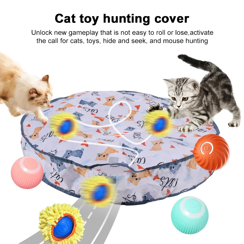 Interactive Cat Toys Ball Fast Rolling in Pouch  Electric Cat Toys Hide and Seek Kitten Toy Cats Hiding Cover Exercise Game