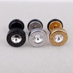 Texture And Zircon Titanium Steel Men And Women Stud Earrings Wholesale Hot Sell Europe Fashion Retro Earrings Jewelry Wedding