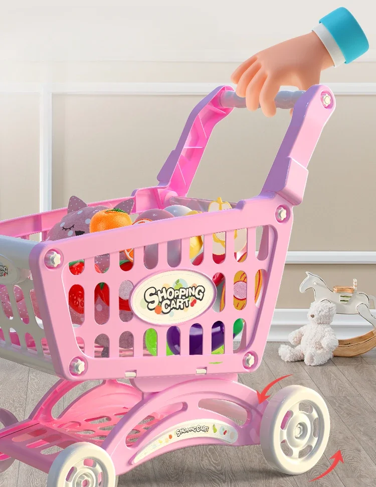 Children's Supermarket Shopping Cart Toy Baby Trolley Large Simulation Girl Family Fruit Cutting Joy Boy