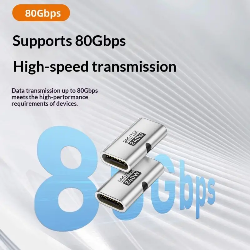 USB 80Gbps USB C Female To Female Adapter Coupler 240W PD Fast Charging 8K 60Hz Type C Extender Converter