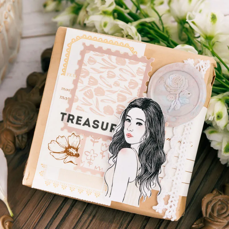 8 buah/lot surat bunga Musim seri retro kreatif dekorasi DIY kertas memo pad