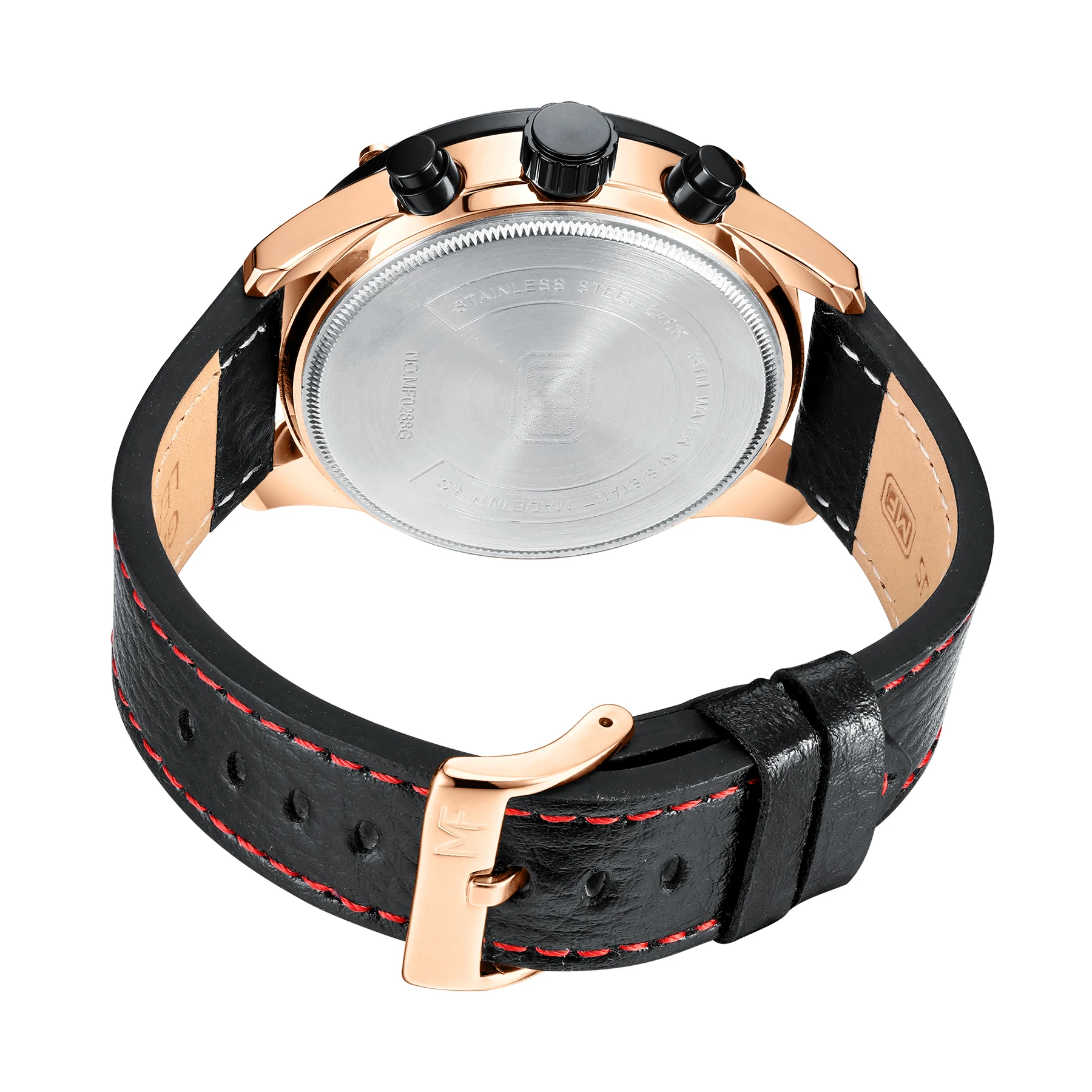 الراقية MINI FOCUS MF0288G ساعات المعصم الفاخرة حزام من الجلد مقاوم للماء التقويم الرجال ساعة كوارتز عادية