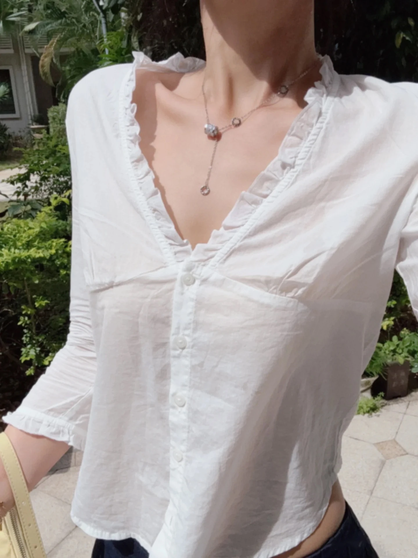 

Brandy Girl Pure Cotton White irt V-ne ort Sve Женская хлопковая футболка Sweet Sle для поездок на работу Moisture ng Summer