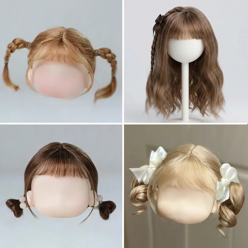 

Ob11 Wig Mohair Soft Cute Braid Hair Bangs Long Hair Doll Special Wig Multi-Color For 1/8 ,1/12 Bjd Doll Accessories 5-6 inches