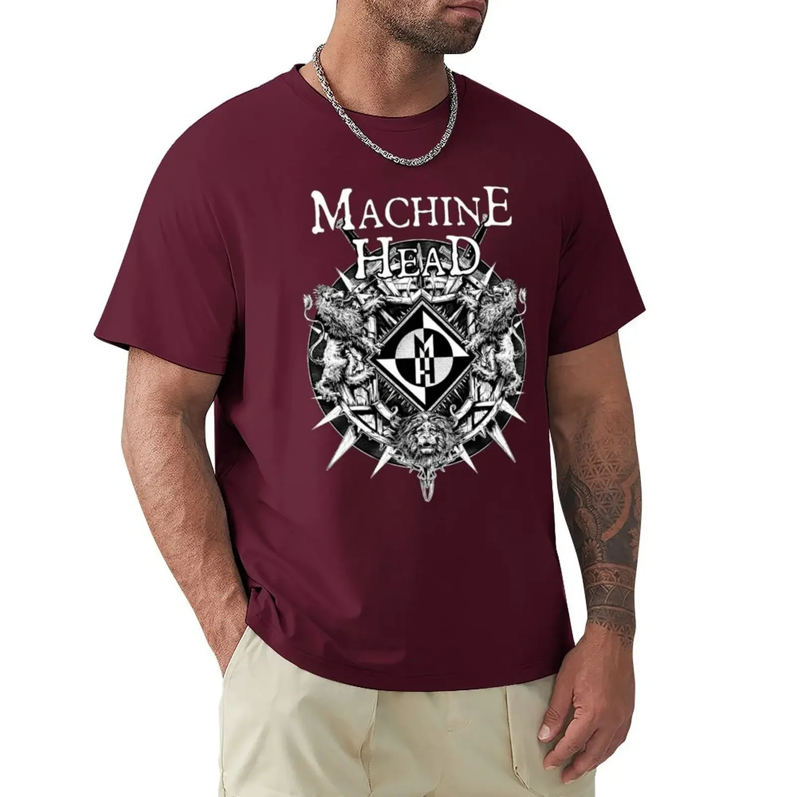 Oversized Fruit of The Loom Mens T Shirts Best Selling Tour Machine Head Heavy  Logo Music Band T-Shirt 2024 Funny Summer