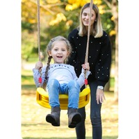 Kids Indoor Outdoor Swing Toy Rainbow Curved Board Chair Hanging Seat Style Height-Adjustable Ropes Flying Toy Garden Leisure