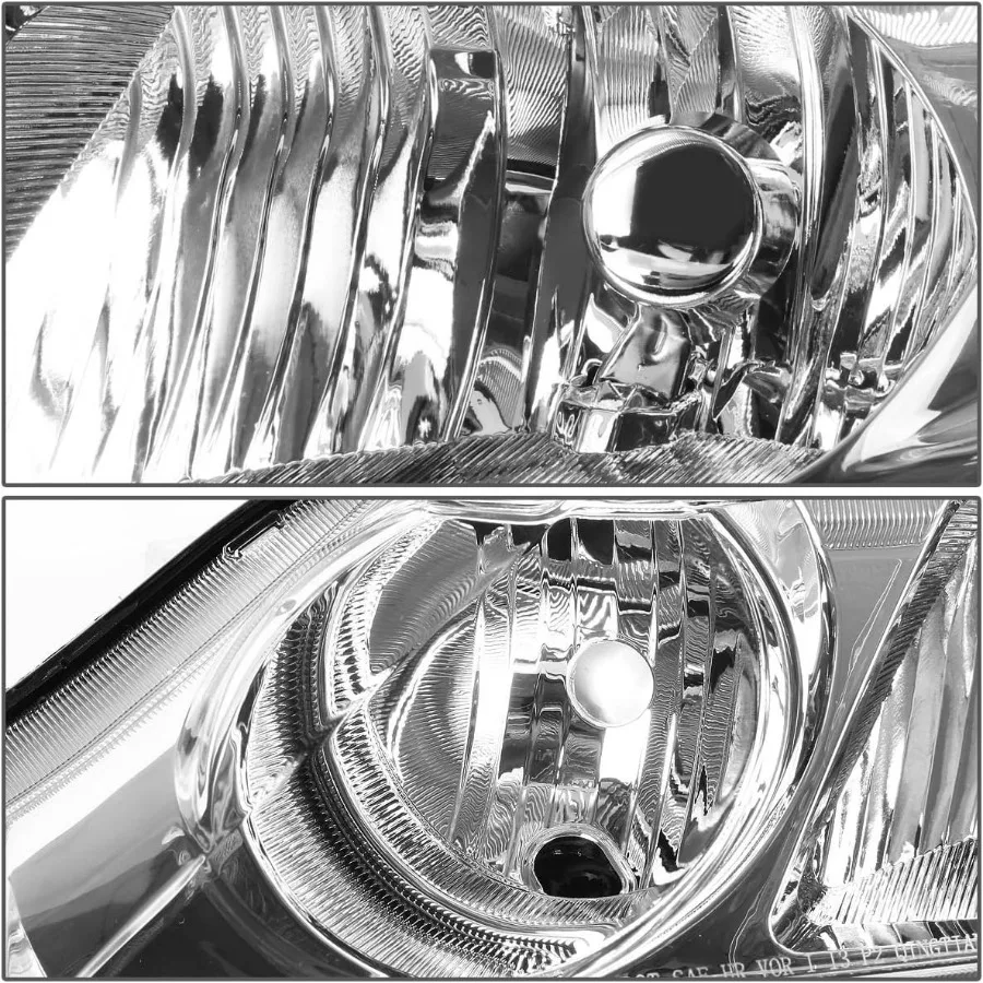 مجموعة المصابيح الأمامية متوافقة مع 2006-2011 Honda Civic 33101SNAA02، 33151SNAA02، HO2503125، HO2502125، كروم/العنبر، HL-OH-HC