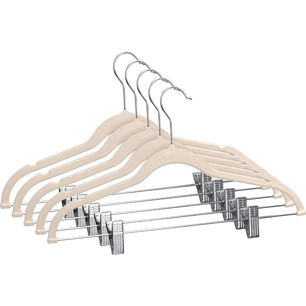 

Velvet Hangers with Metal Clip for Pants Non Slip Felt Skirt Hangers for Pants Skirts Suits Dresses Shirts with 360 Degree Hook