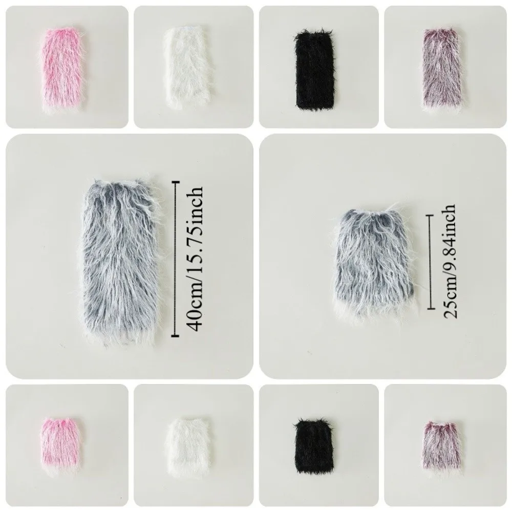 Мягкие Y2K Эстетические гетры из искусственного меха Harajuku Чехлы для ног Меховые гетры Хип-хоп Kawaii Зимние гетры JK Аксессуары