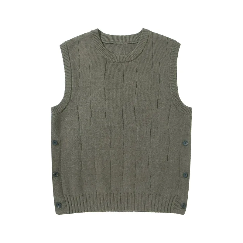 

Retro Artistic Sle Button Design Svel Knitted Vest Men's Autumn Winter Faion Soft Polyester Blend Warm Breathable
