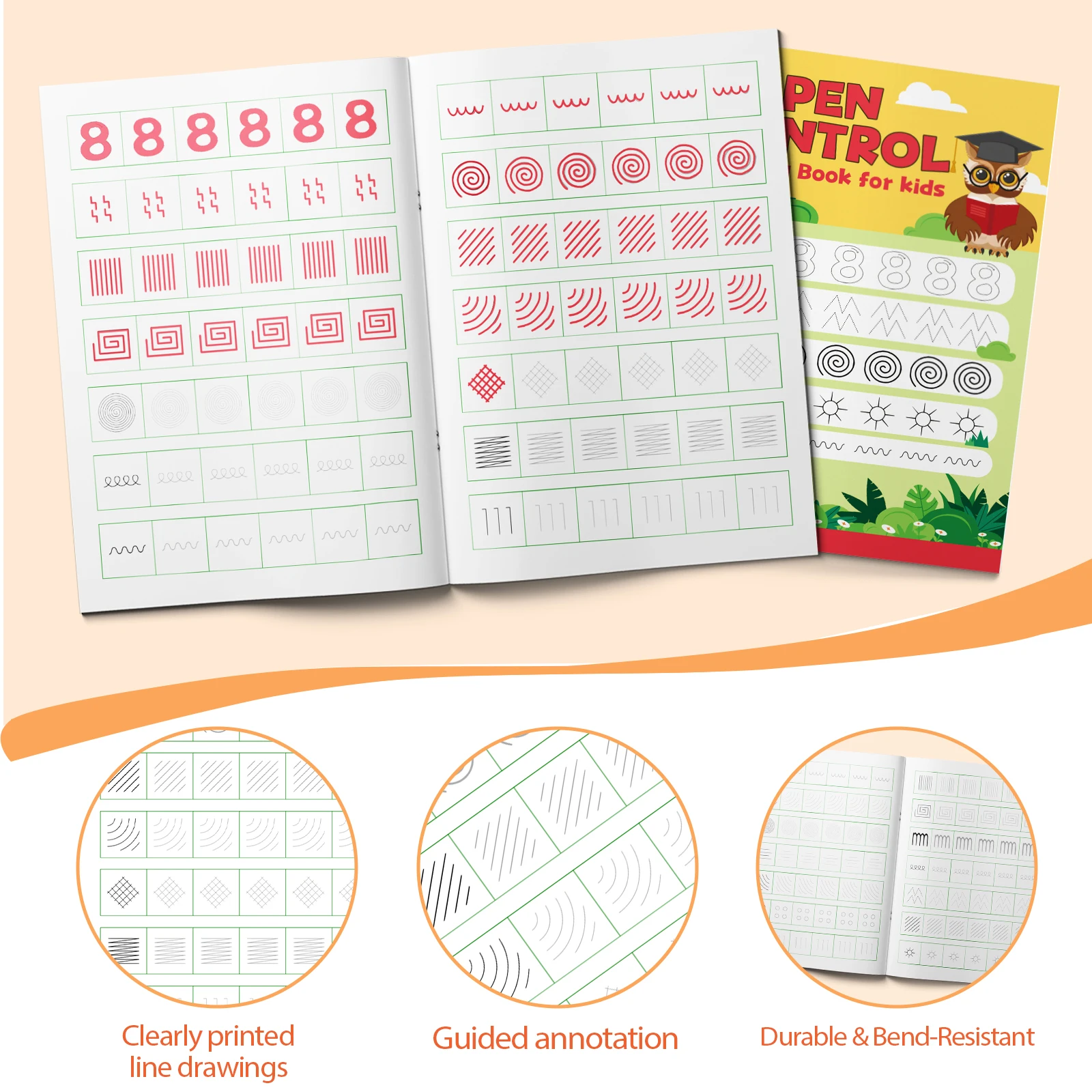 Pen Control Activity Book for Kids, Tracing Practice Workbook, Early Writing and Drawing Training Book