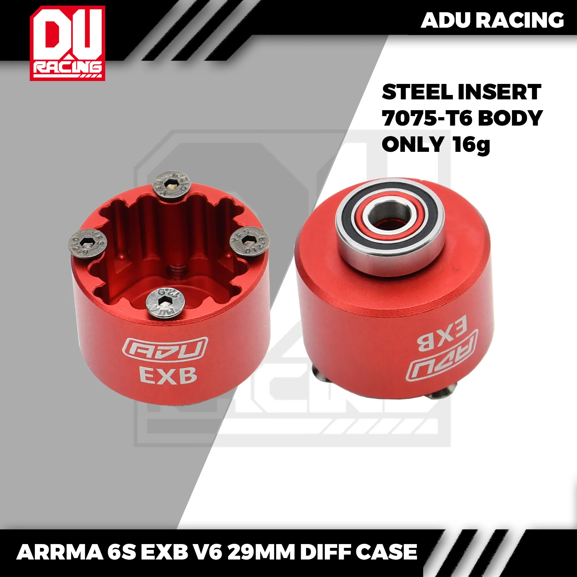 ADU RACING 7075-t6 aluminum alloy 7075-T6  29mm Diff Case  for ARRMA 1/8 EXB and V6