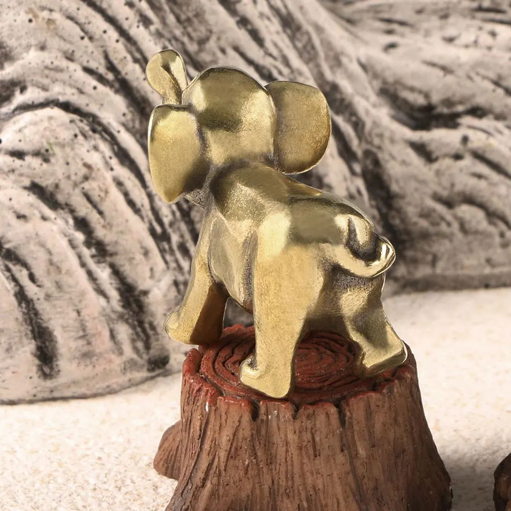 

Brass Elephant Ornament Desktop Sculpture Decor Mini Animal Figure Gift Living Tearoom Durable Smooth Surface Power