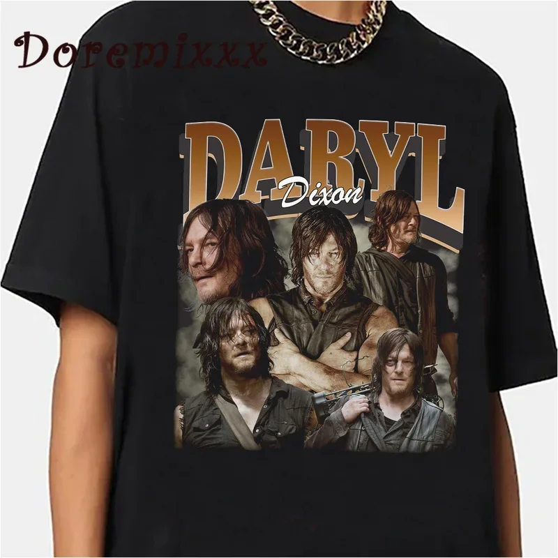 Retro Daryl Dixon Graphic T-Shirt Vintage Tops Unisex High Quality TV Series 90s T-shirts for Men Women Tshirts Cotton Tees