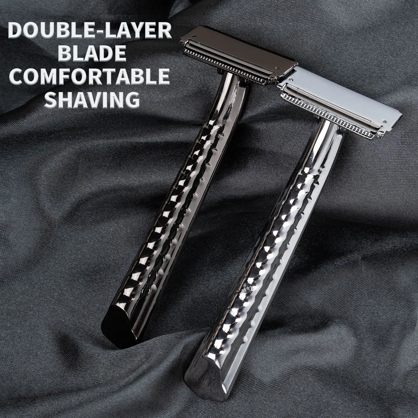 Classic Metal Double-Layer Semi-Blade Razor Manual Shaving Razor Stainless Steel Double-Sided Blade Beard Razor