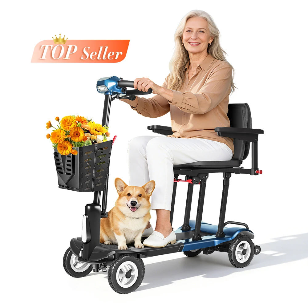 Ultra-Light Magnesium Alloy Mobility Scooter,14kg, Supports 125kg,Dual Removable Batteries For 45km Range, Perfect For Travel