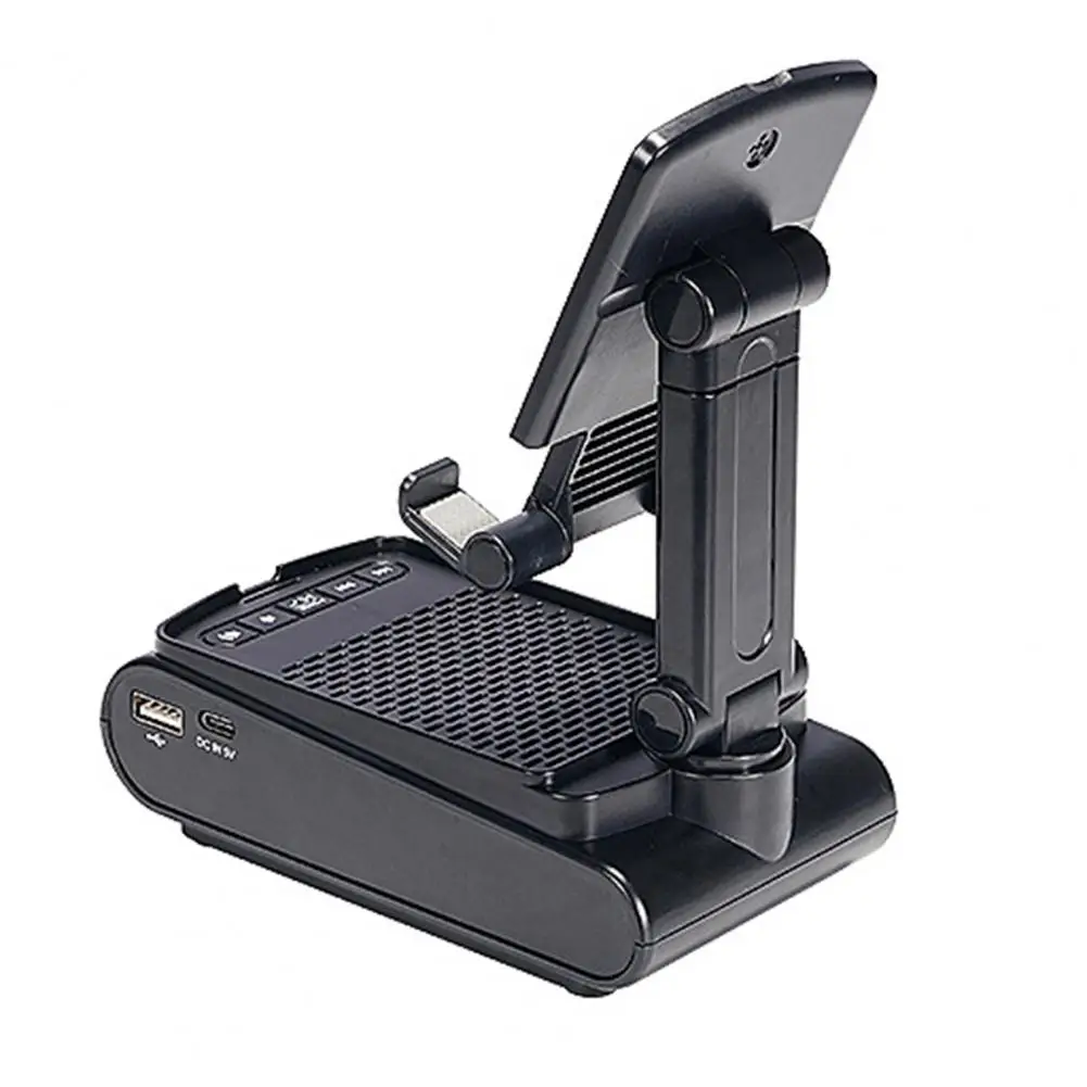 

Mobile Phone Holder with Bluetooth-compatible Speaker Wireless Speaker Phone Holder Telescopic Mobile Stand with Anti-skid Base