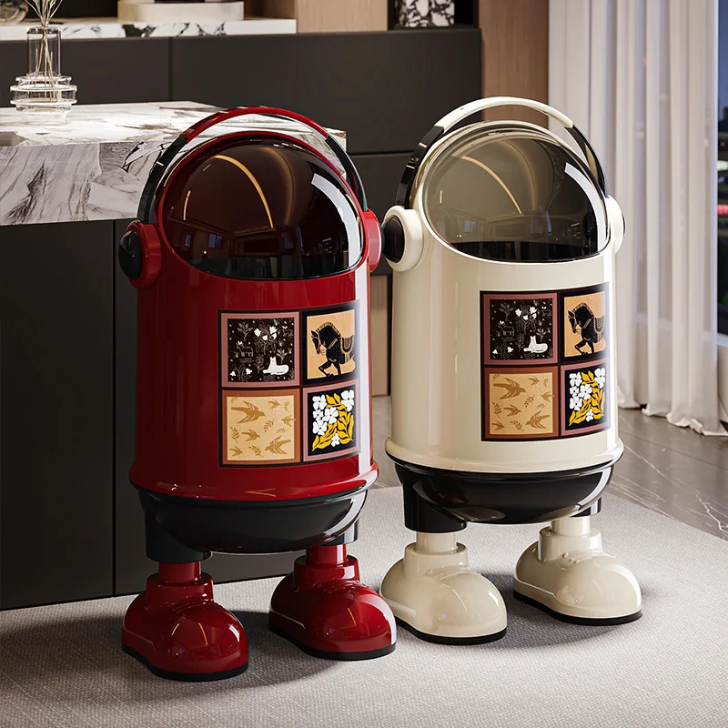 Kitchen trash can with cover Household living room Bedroom High-end light luxury High-end large-capacity high-value paper basket