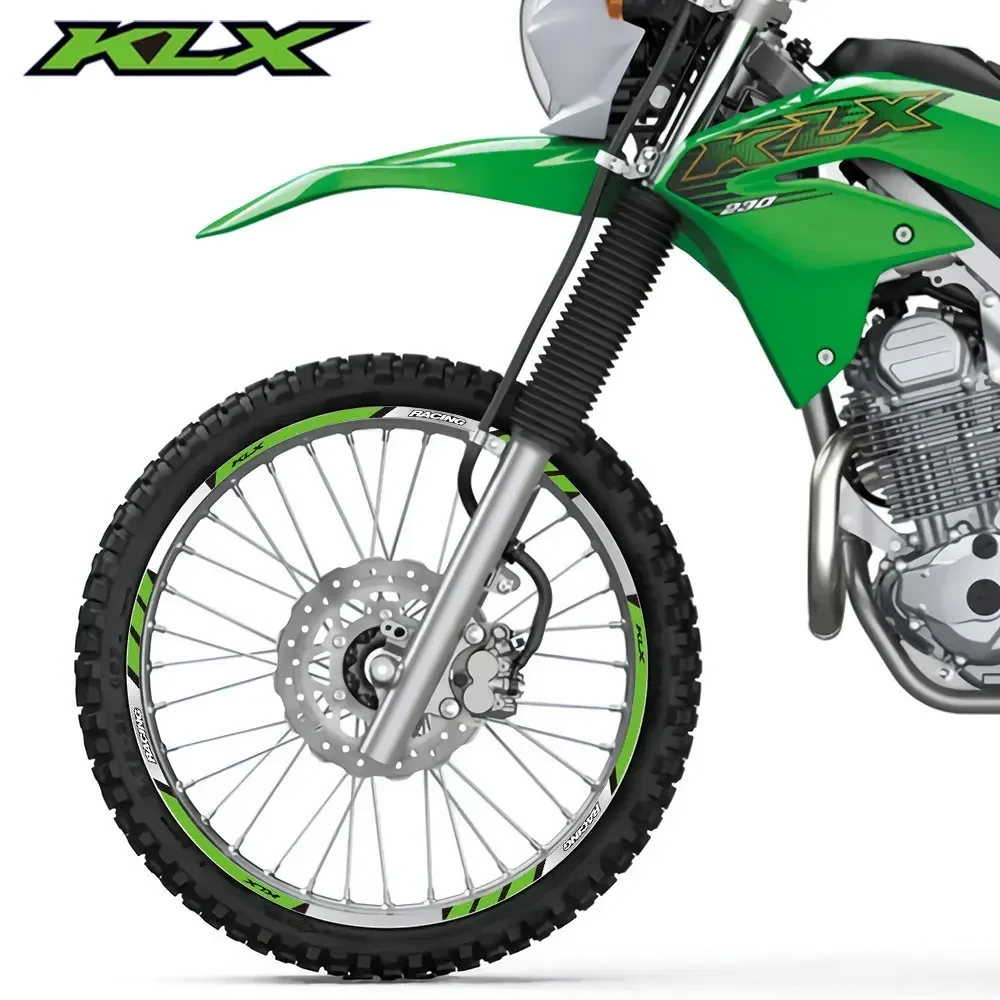 For KAWASAKI KLX250 KLX250S KLX250R KLX450R Motorcycle Accessories Sticker Rim Tire Decals Wheel Hub Reflective Stripe Tape Set