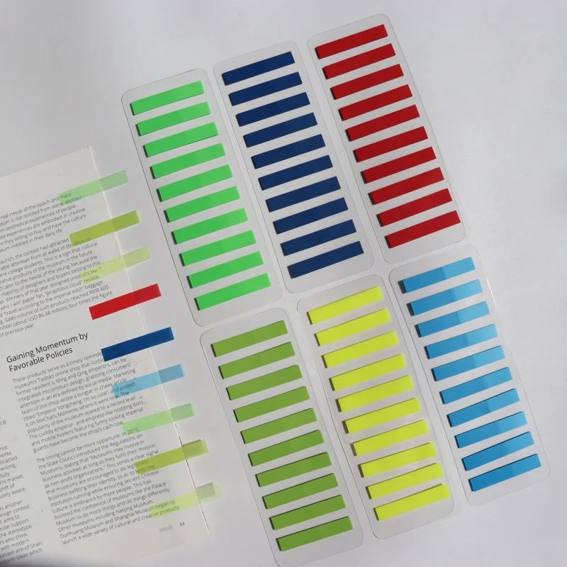 200 Sheets Color Stickers Notes Transparent Self-Adhesive Index Tabs Flags Sticky Note Stationery School Office Supplies