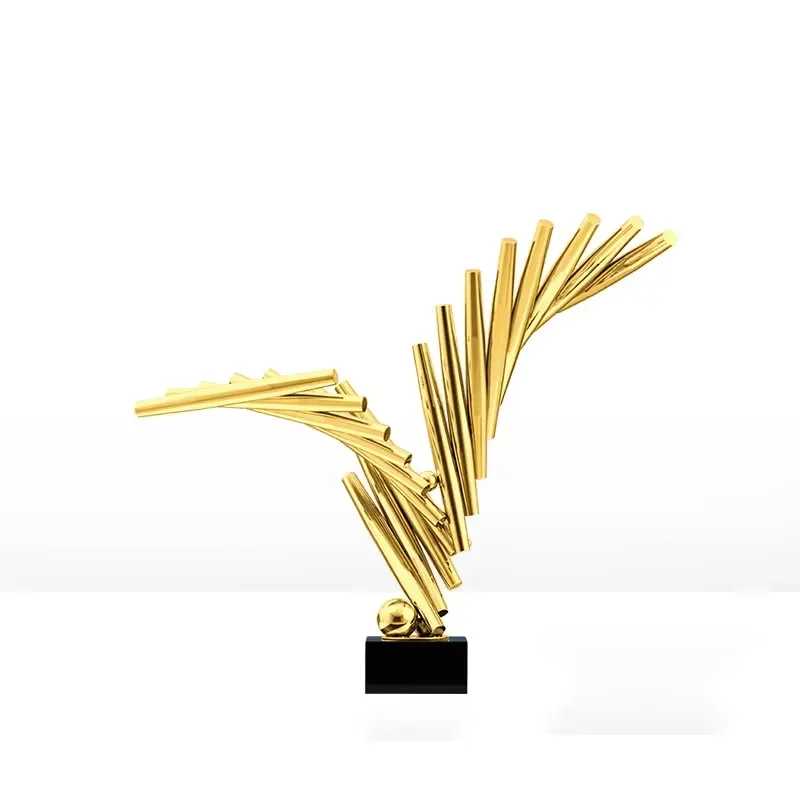 Customized Modern Art Abstract Decorations Eco-Friendly Metal Crafts Stainless Steel Office Desktop Sculptures for