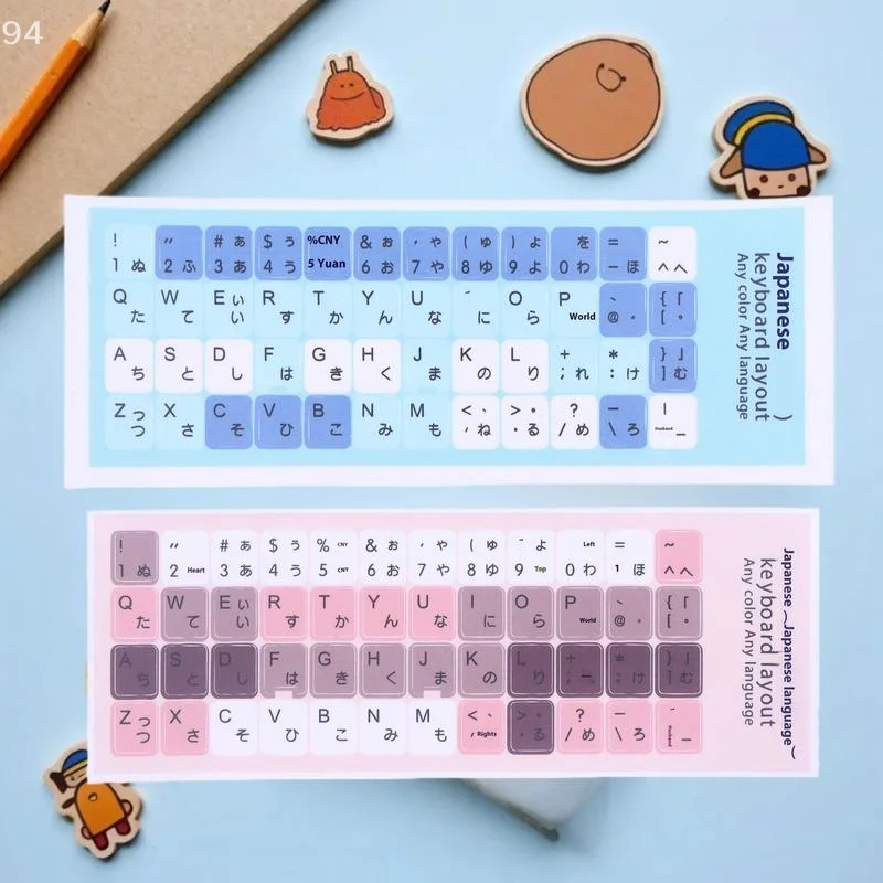 สติกเกอร์แป้นพิมพ์อเนกประสงค์สไตล์เกาหลี-ญี่ปุ่น DIY, สติกเกอร์ตกแต่งคอมพิวเตอร์และโน้ตบุ๊ก 1/3 แผ่น