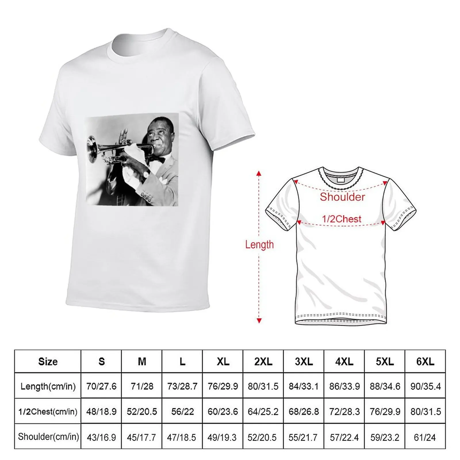 Louis Armstrong T-Shirt Short sleeve tee football t shirt mens graphic t-shirts pack