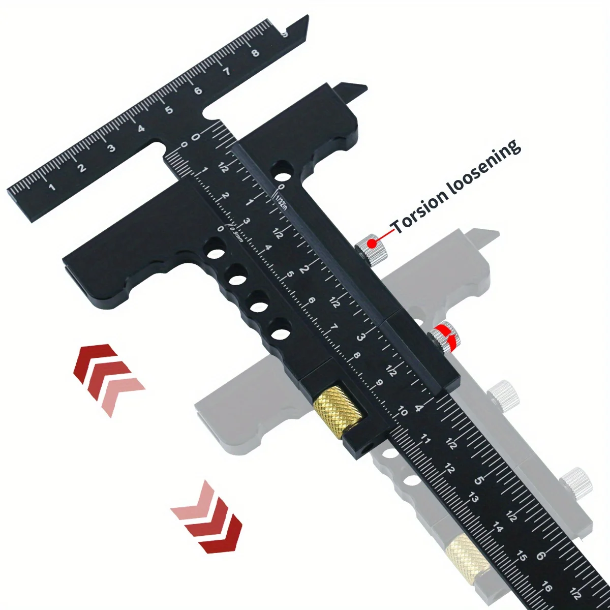 Rysik do obróbki drewna Narzędzie pomiarowe T-Square Scribing Marking Framing Ruler Aluminium Alloy Sliding Marking Gauge