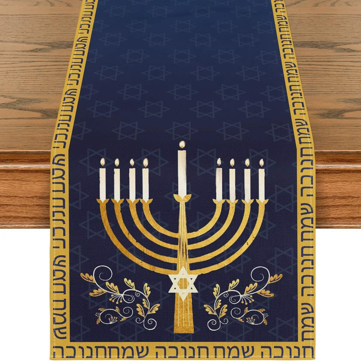 Happy Hanukkah Menorah Table Runner Festival Table Decor Multi Size Multi Style High Quality Material Home Essential