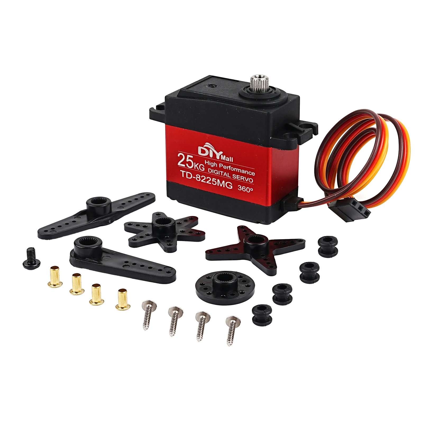 4 pçs de alta velocidade de eixo único TD-8225MG 25kg 180 270 360 ângulo metal engrenagem servo digital para 1/8 1/10 1/12 rc carros baja barco robô