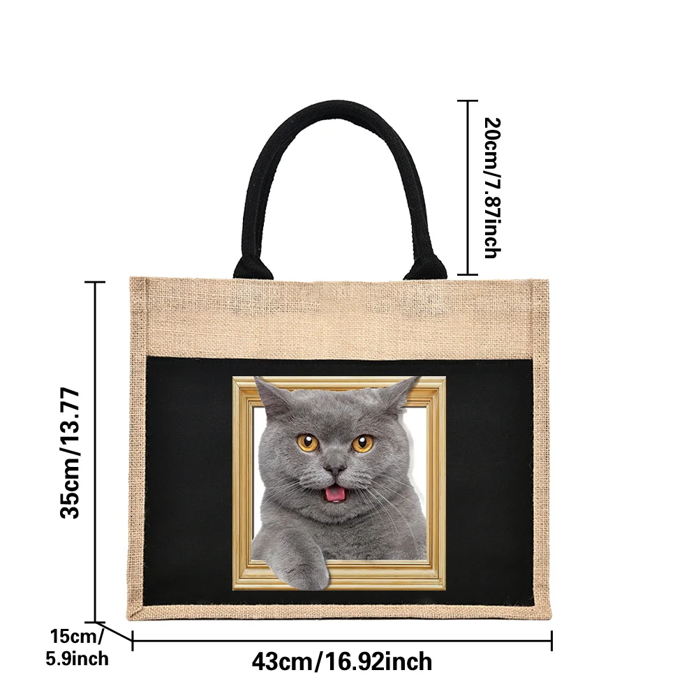 Fashion Linen Animal Series Printing Pattern Shoulder Bag Jute Imitation Linen Bags Environmentally Friendly Shopping Bag