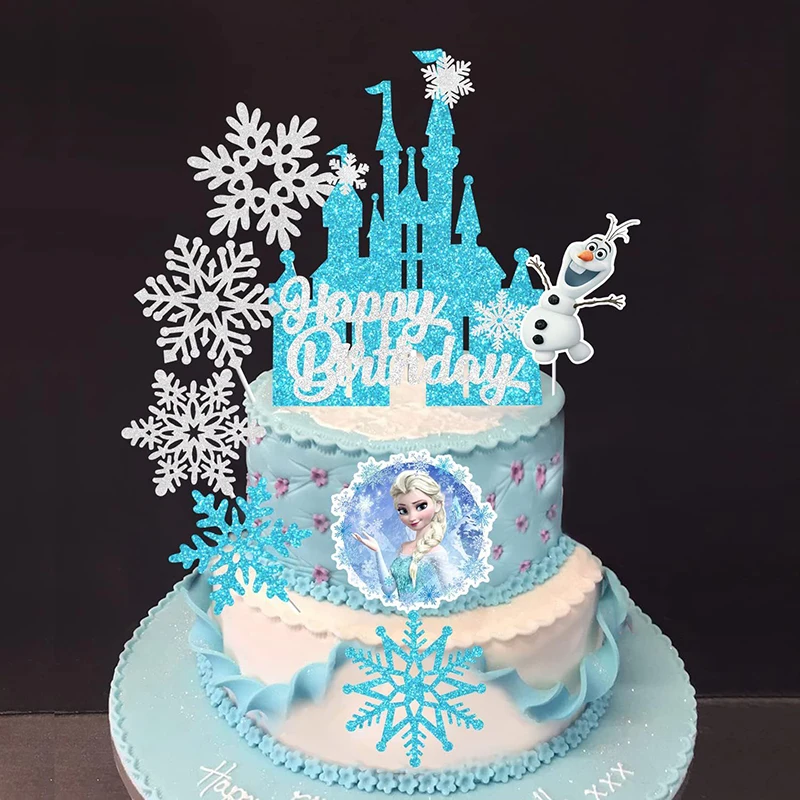 8pcs Frozen Princess Cake Topper Elsa Anna Dessert Insert Birthday Party Decoration Paper Cupcake Topper Decor Parties Supply