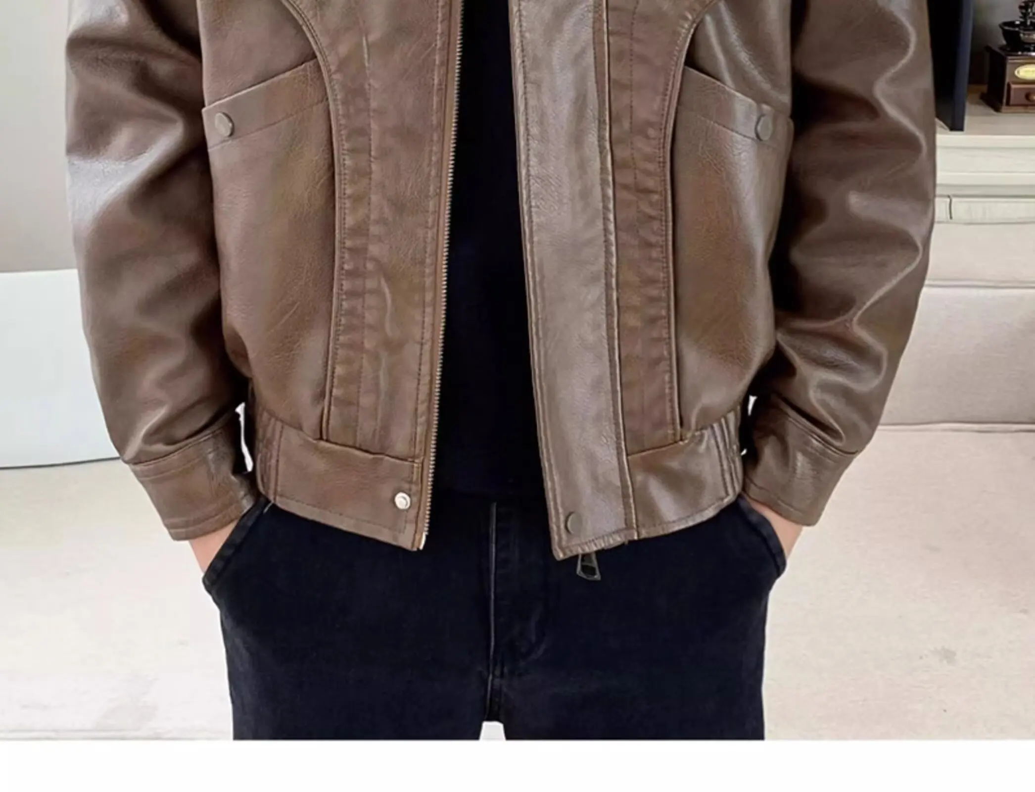 

Высококачественное американское ретро мотоциклетное джато из искусственной кожи, мужское свободное крутое пальто Flight Bla Jaet, осеннее новое длинное свечо Z...