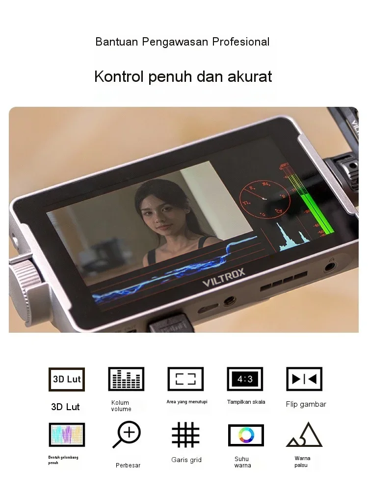 Viltrox DC-V1 4K HD 카메라 비디오 LCD 모니터 디스플레이 필드, 캐논 니콘 소니 DSLR 카메라용, 5.5 인치