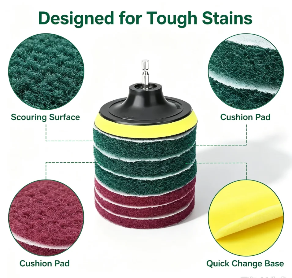 Upgrade Your Cleaning Routine With This 8-Piece Drill Power Brush Tile Scrubber Kit!