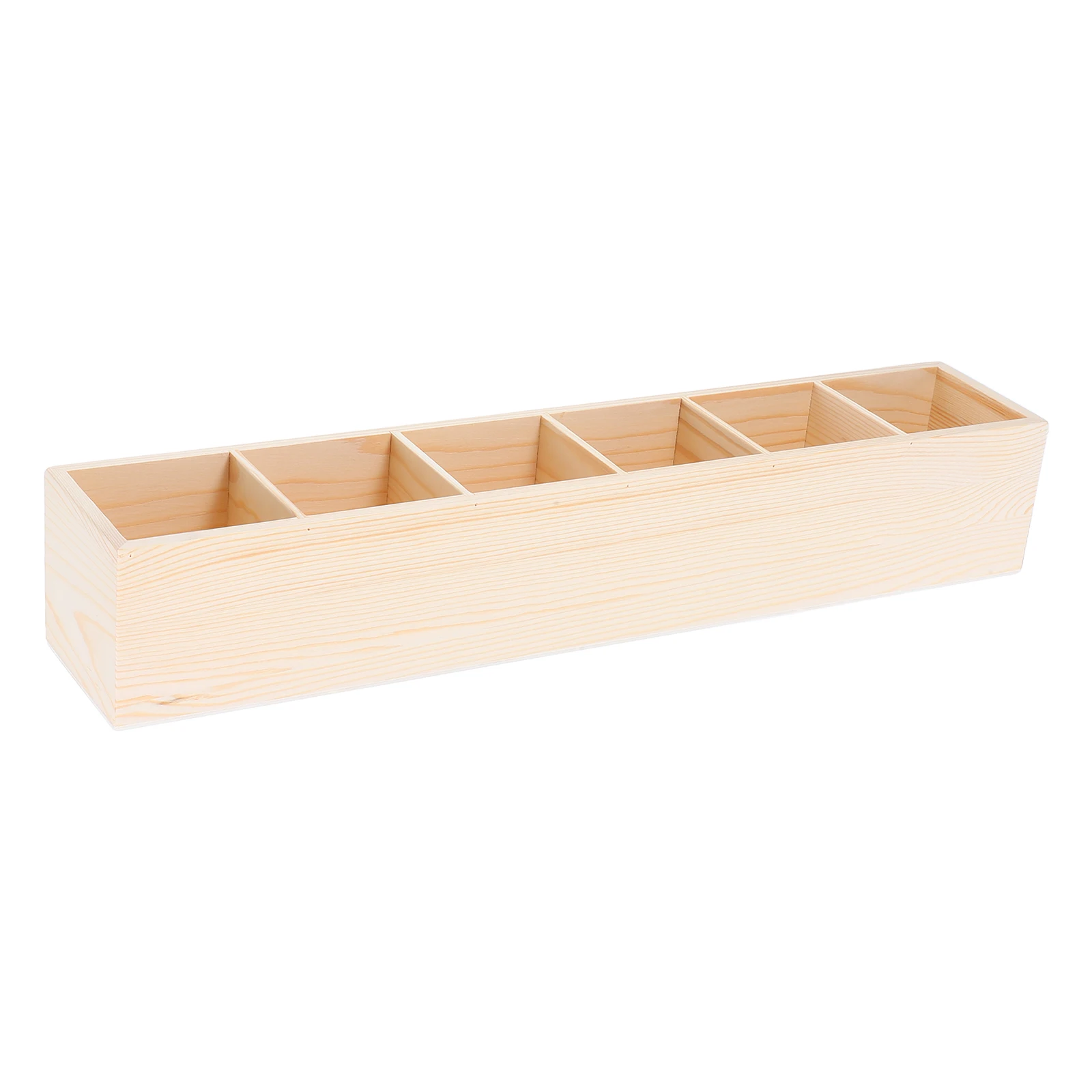 

Wood Storage Storage Box Wood 6 Compartments Desk Organizer Durable Multi Purpose Art Supplies Wooden Partitioned Box