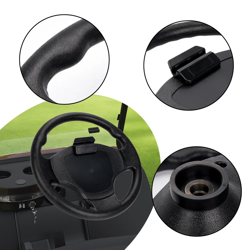 For Club Car DS Carts 13.5 inch Full Black Golf Cart 30 teeth Steering Wheel Designed
