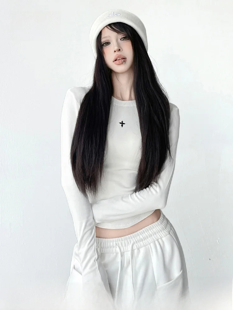 

Облегающий удлиненный топ с круглым вырезом для женщин, осенне-зимняя новинка, простой базовый слой, утягивающий топ NZNB Pure Desire