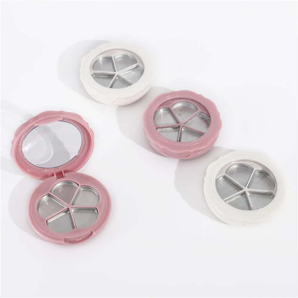 Portable with Mirror Empty Eyeshadow Case Flower Shape Clear Lid Lipstick Box Refillable Empty Lipstick Plate Box Outdoor