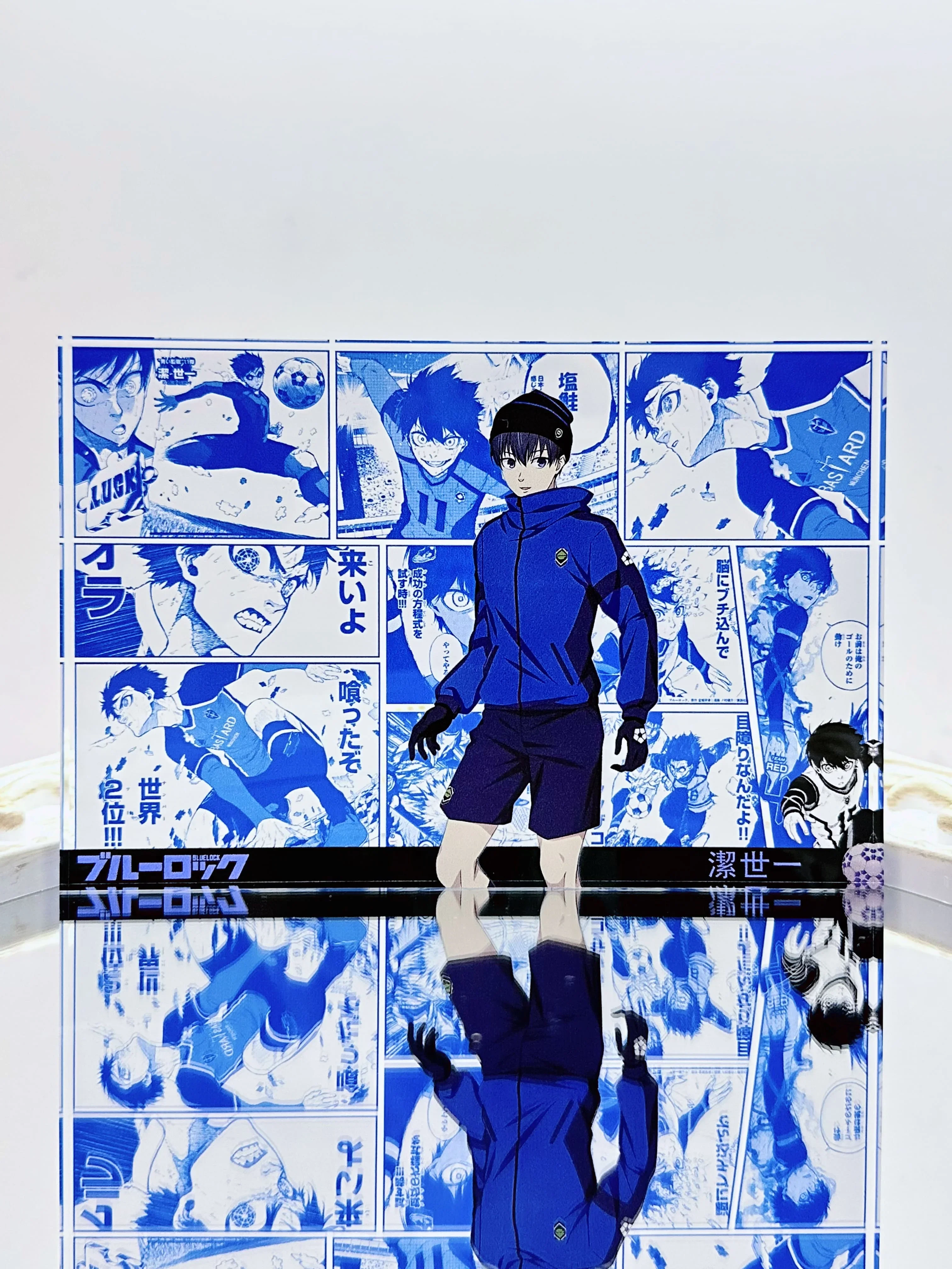 أنيمي قفل أزرق كوسبلاي طوب أكريليك ، نفاذية عالية رائعة ، ديكور سطح المكتب ، زخرفة قابلة للتحصيل ، هدية عيد الميلاد