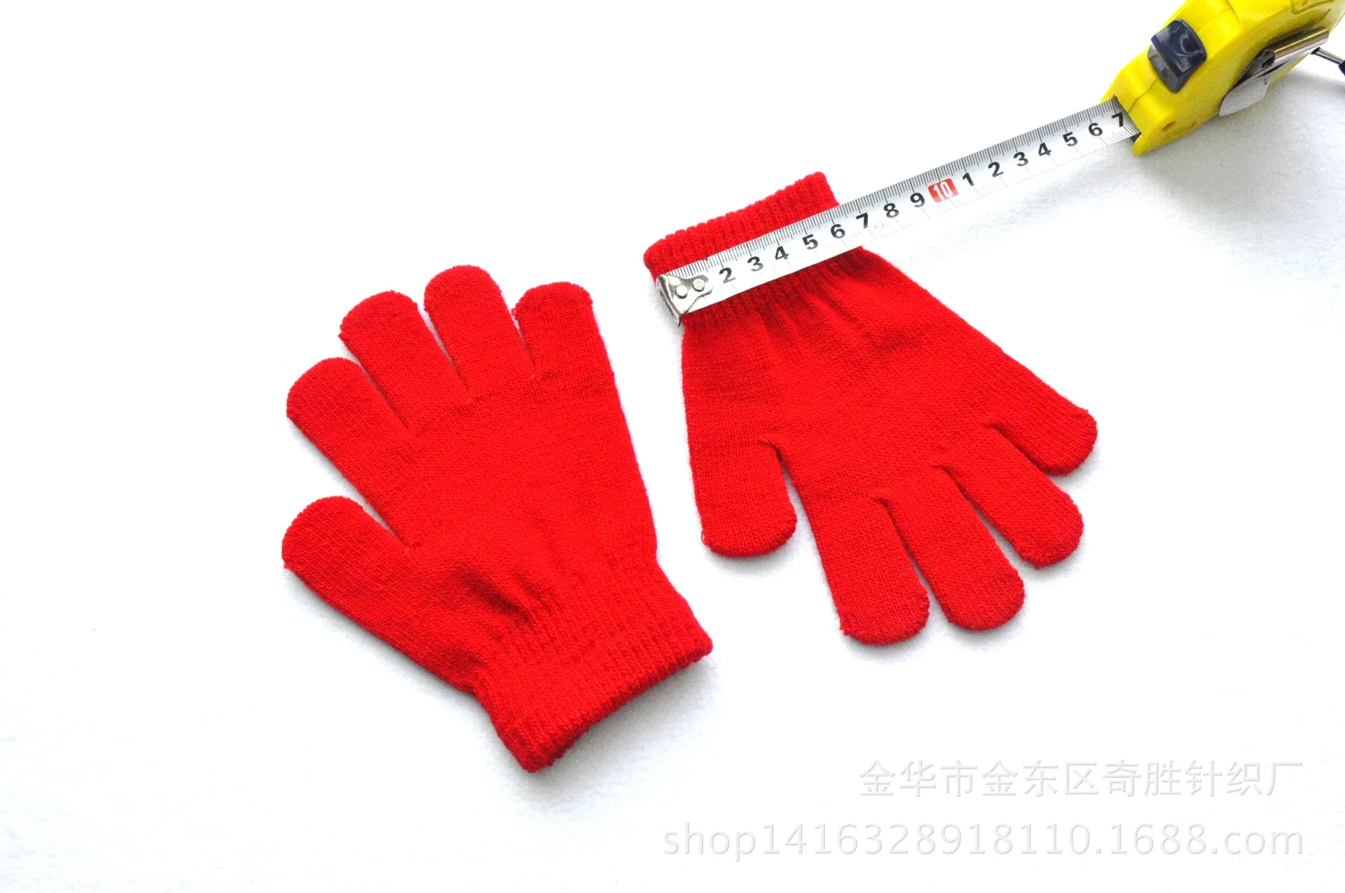 Winter 4-11 Year Old Children's Writing Cold-proof Warm Gloves Solid Color Knitted Wool Acrylic Full-finger Split-finger Gloves