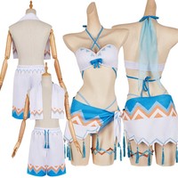 Genshin Impact Lumine Cosplay Bikini Swimsuit Aether Shorts Costume Fantasia Outfits Halloween Carnival Party Roleplay Suit