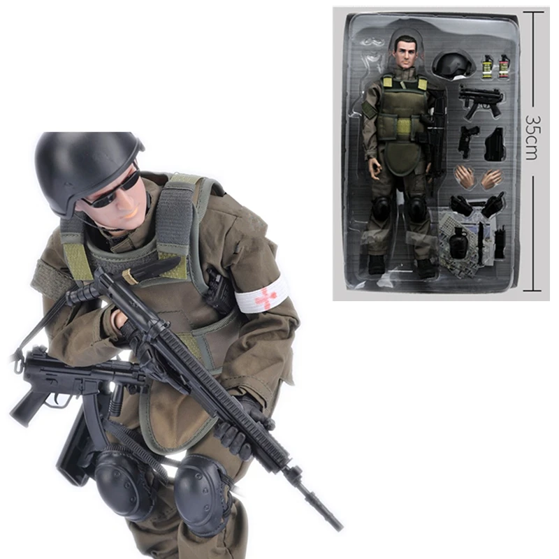 1/6 Special Forces Soldiers BJD Military SWAT Team Army Man Collectible Doll with Weapons Action Toy Figure Set for Boy