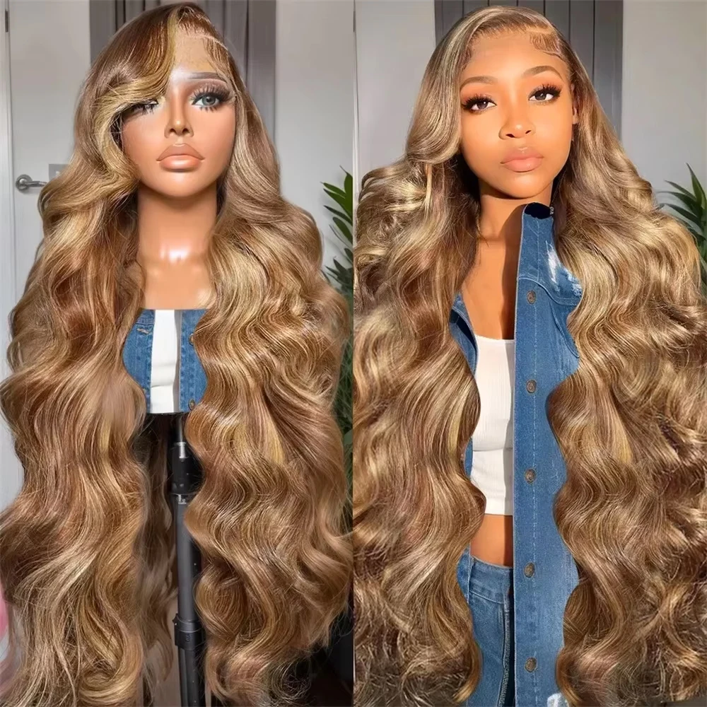 

P4/27 Highlight Body Wave 46 Inches Wig 13x6 Lace Frontal Body Wave Human Hair Wig Colored Body Wave Human Hair Wigs For Women