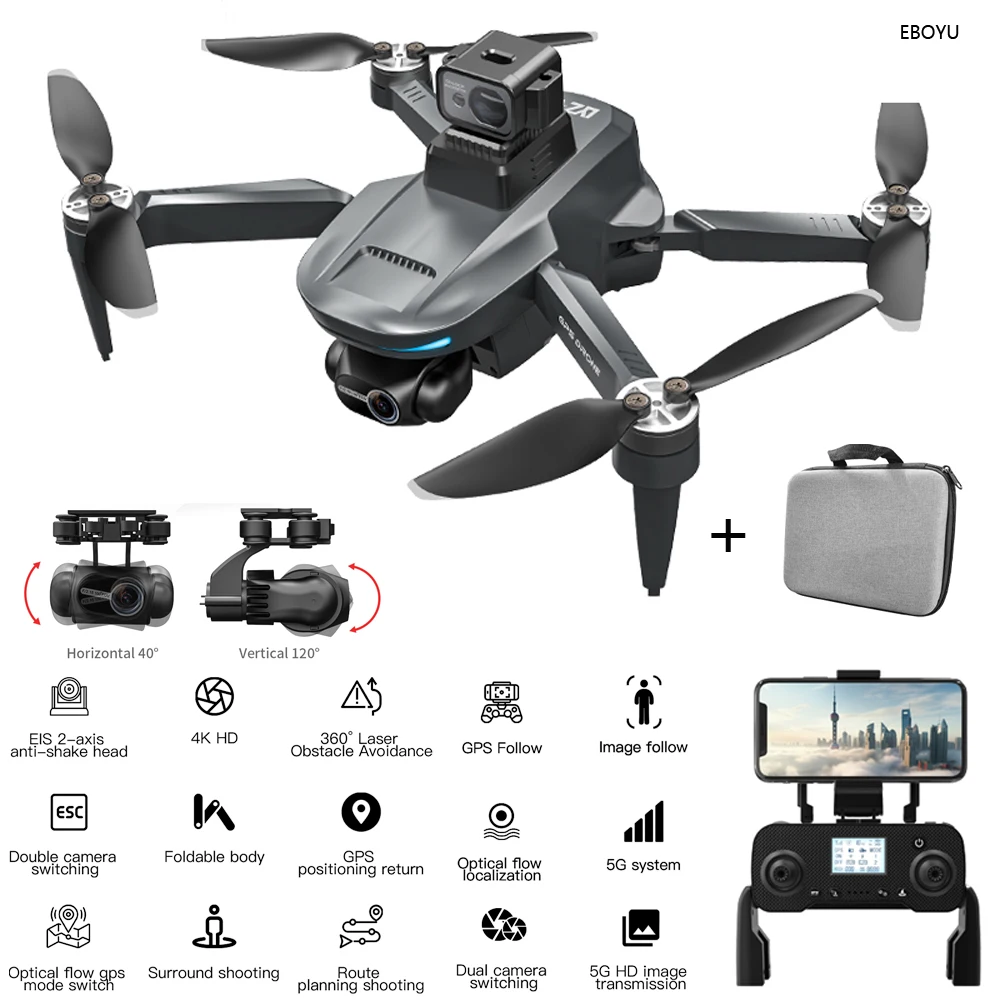 

EBOYU L200PROMAX GPS RC Drone 5G WiFi FPV 4K Dual Cams 2-Axis Gimbal Obstacle Avoid Brushless Follow Me Optical Flow Positioning