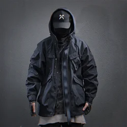 Techwear Tactical Jackets Men Multi Pocket Vintage Windbreaker Mens Clothing Streetwear Harajuku Oversized Casual Hooded Coats