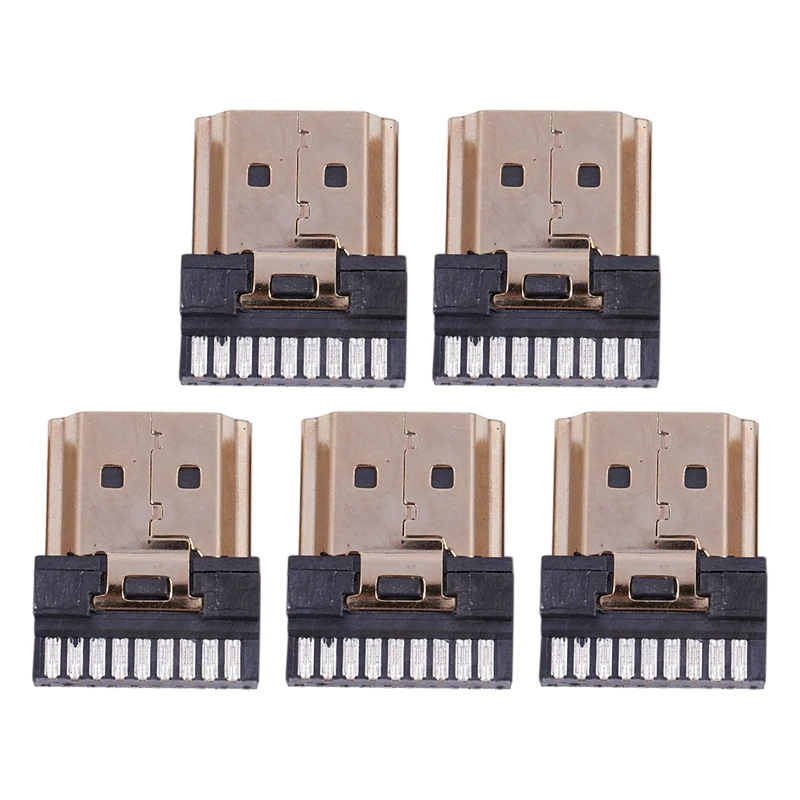 New Style 5 Pcs HDMI Male 19 Pins A Type Solder Plug Termination Repair Replace