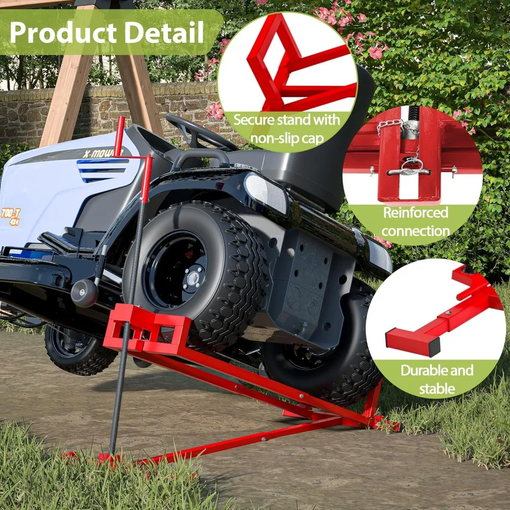 مقبس رفع جزازة العشب تلسكوبي بسعة 880 رطل، أداة رافعة صيانة جرار الحديقة باللون الأحمر