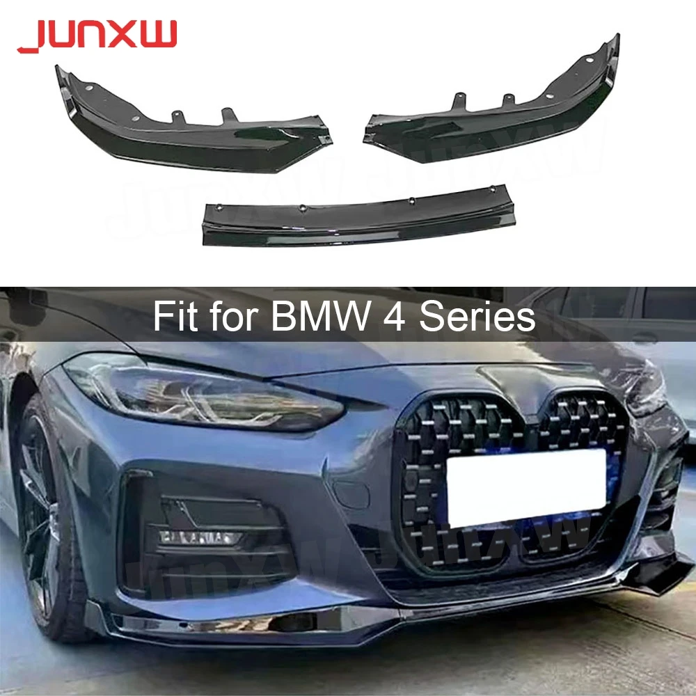 

ABS Carbon Look Car Front Bumper Splitter Lip Diffuser For BMW 4 Series G22 G23 M Sport 2021-2023 Spoiler Guard 3PCS Body Kits