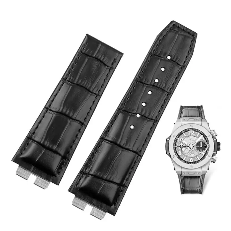 

BEFIA Custom Crocodile Grain Genuine Leather Watch Band For Hublot Ubom Big Bang 411 Quick Release Watch Strap 27-19mm